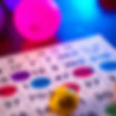 Engaging Bingo Card A vibrant bingo card filled with colorful numbers and patterns