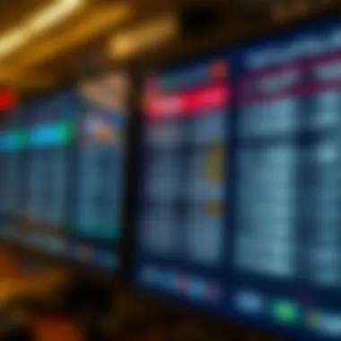 Close-up of betting slips and odds displayed on a screen.