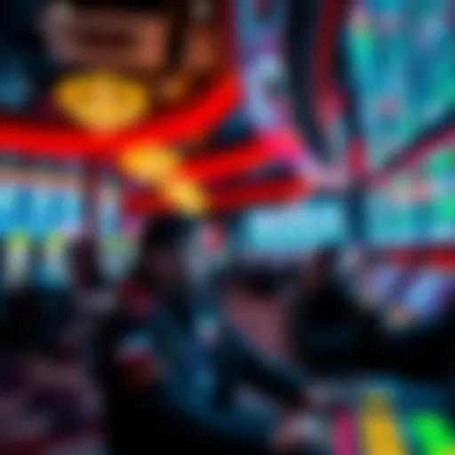 A futuristic casino showcasing digital gaming experience