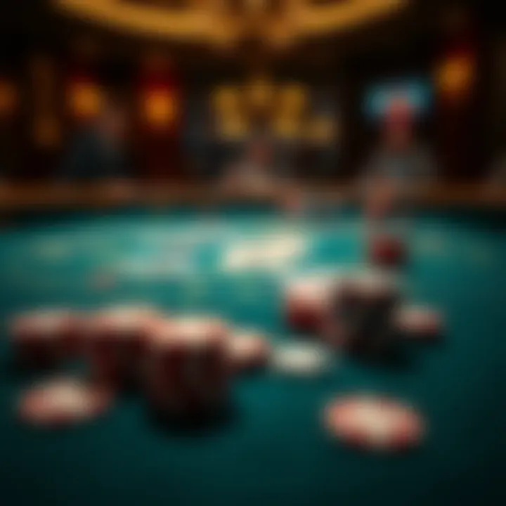 A close-up of a blackjack table with cards and chips
