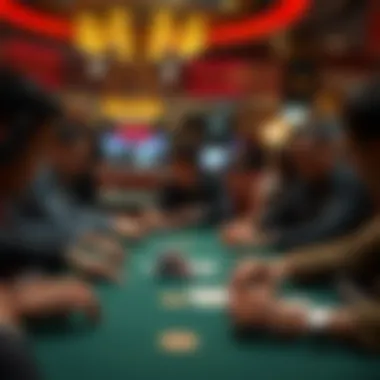 Intense Focus at the Poker Table Close-up of a poker table with focused players engaged in the game