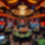 Intricate layout of a casino floor illustrating various games