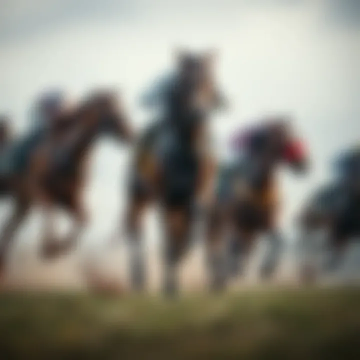 A horse race in action captured dynamically