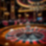 An elegant roulette wheel in a luxurious casino setting