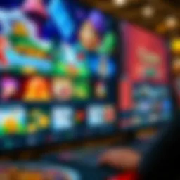 Diverse online casino games displayed on a digital screen