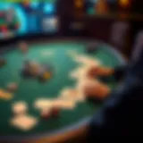 A strategic online poker table showcasing various players' cards