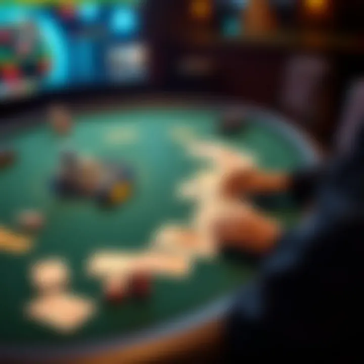 Strategic Online Poker Table A strategic online poker table showcasing various players' cards