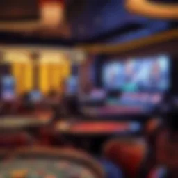 Virtual casino ambiance showcasing gaming tables