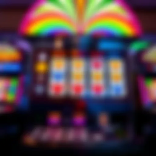 Vibrant Rainbow Slot Machine A vibrant depiction of a rainbow-themed slot machine