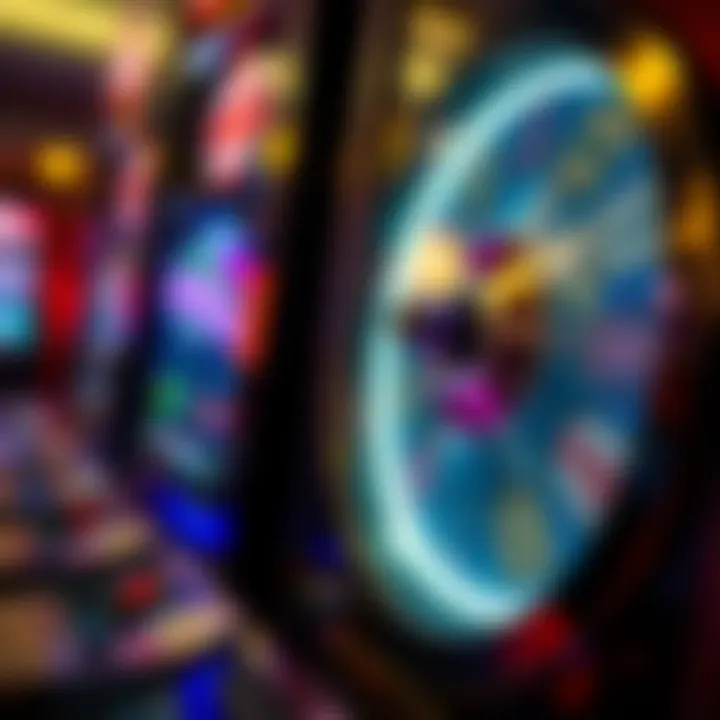 Close-up of a spinning slot machine reel