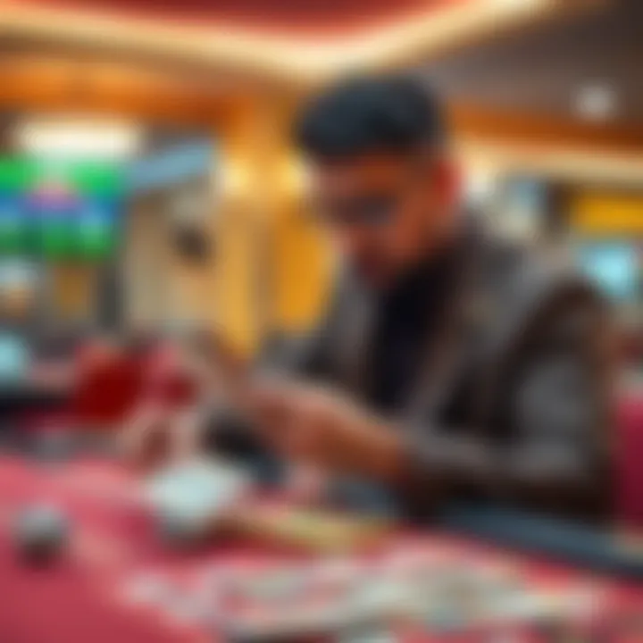 Strategic bingo player analyzing cards