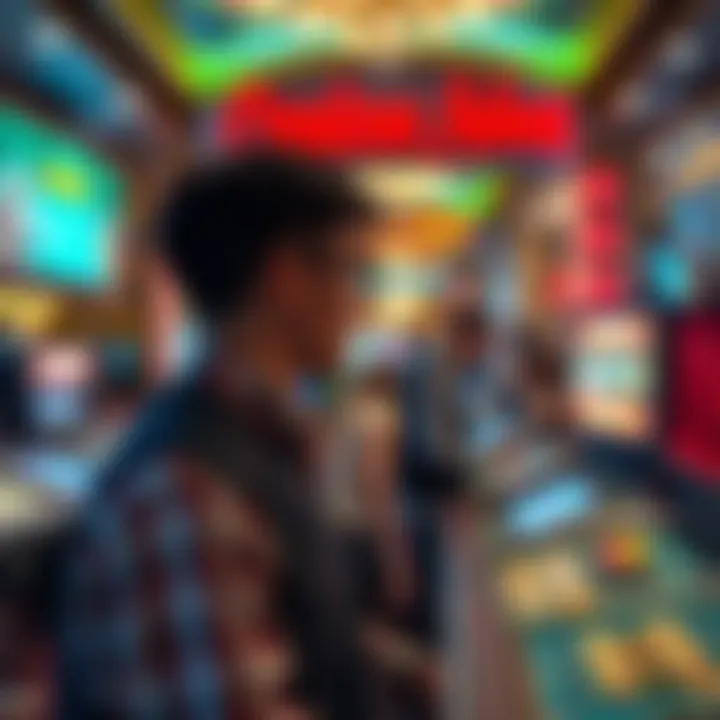 A bustling casino floor representing socioeconomic dynamics
