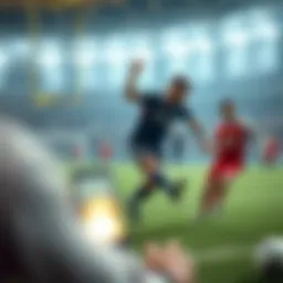 Virtual football match in progress