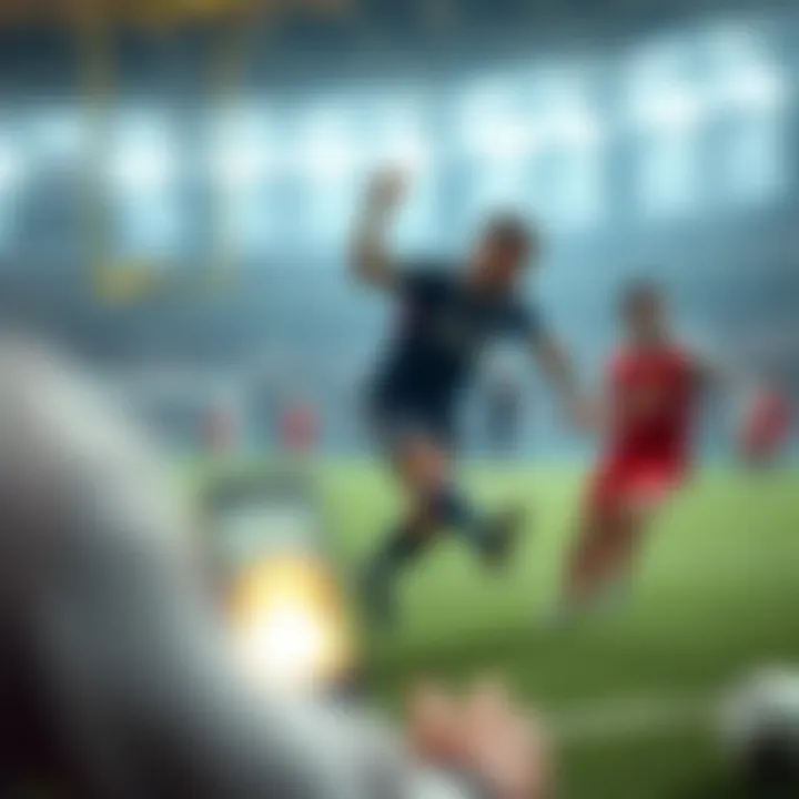 Exciting virtual football action Virtual football match in progress